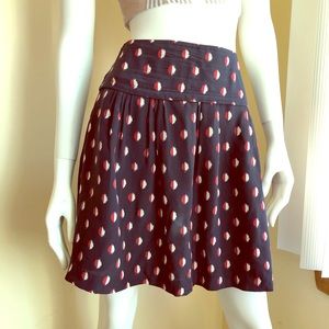 Madewell navy blue silk skirt Ikat print